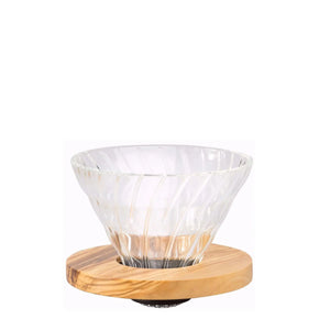 Lasinen kahvinsuodatin V60 01 - Oliivipuu HARIO